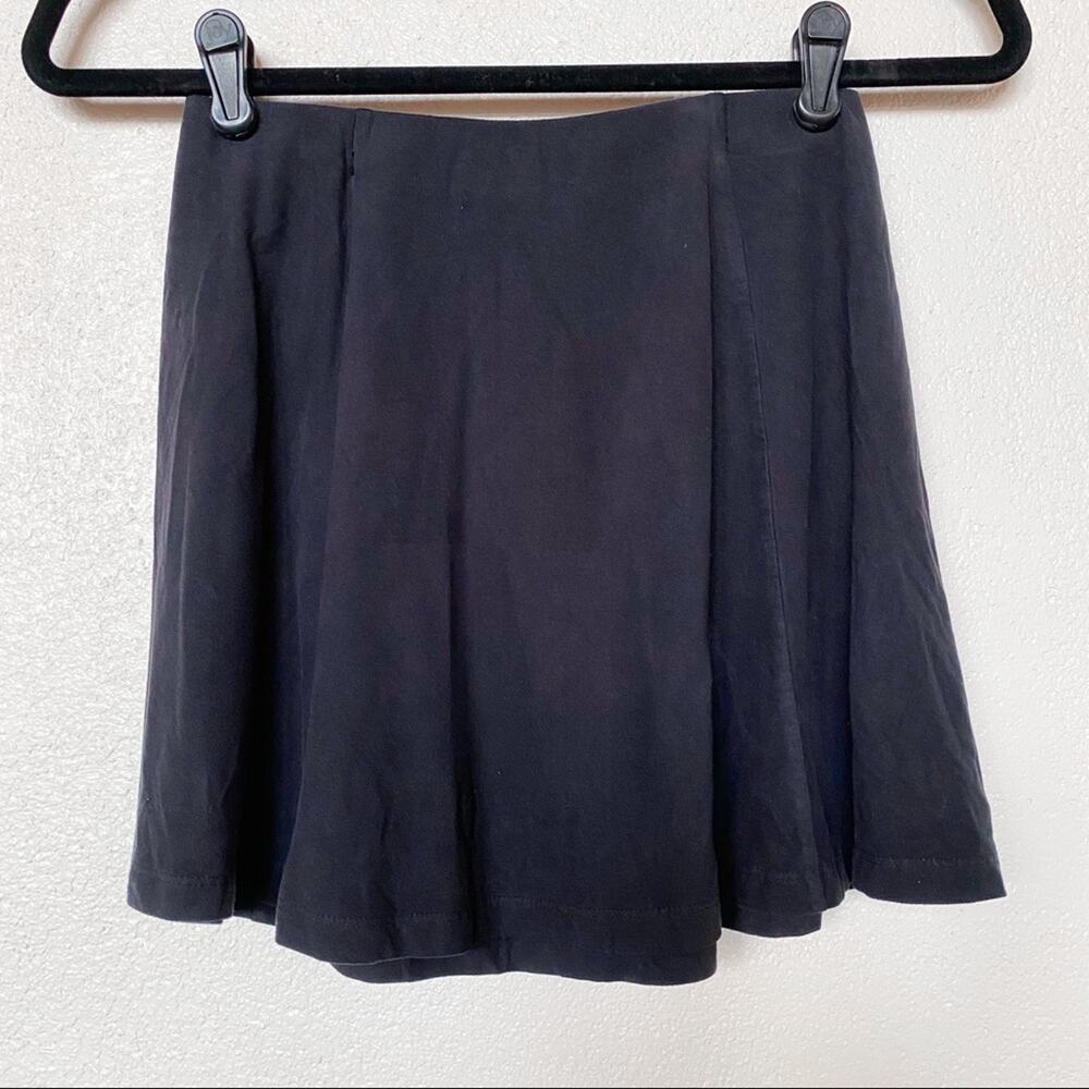Forever 21 Faux Suede Black Mini Skater Skirt Size XS